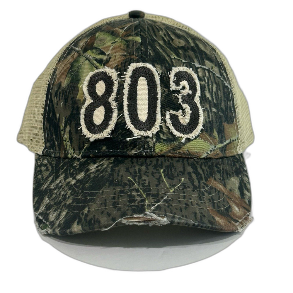 Island Totes Cap Hat Unisex Snapback Camo Tan 803 Patch Front Distressed Trucker